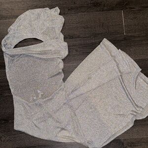 Darker Wavs Temp Metallic Hoodie Maxi Dress